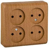 Розетка без заземления накладная Systeme Electric Этюд Дача 4-м. бук картинка